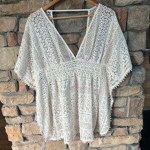 Xhilaration Cream Lace Swim Coverup